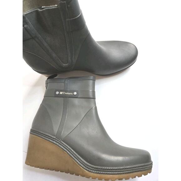 Tretorn Plask Mid Rain Boots Women's EU 37 US6.5 Waterproof Ankle Wedge Pull On - Picture 11 of 11